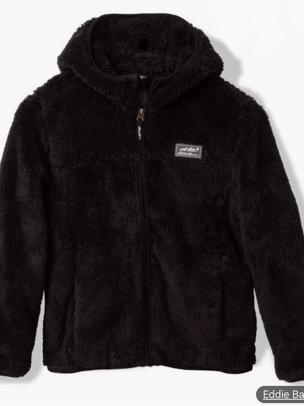 Eddie Bauer Kids Black Plush Hooded Zip Jacket